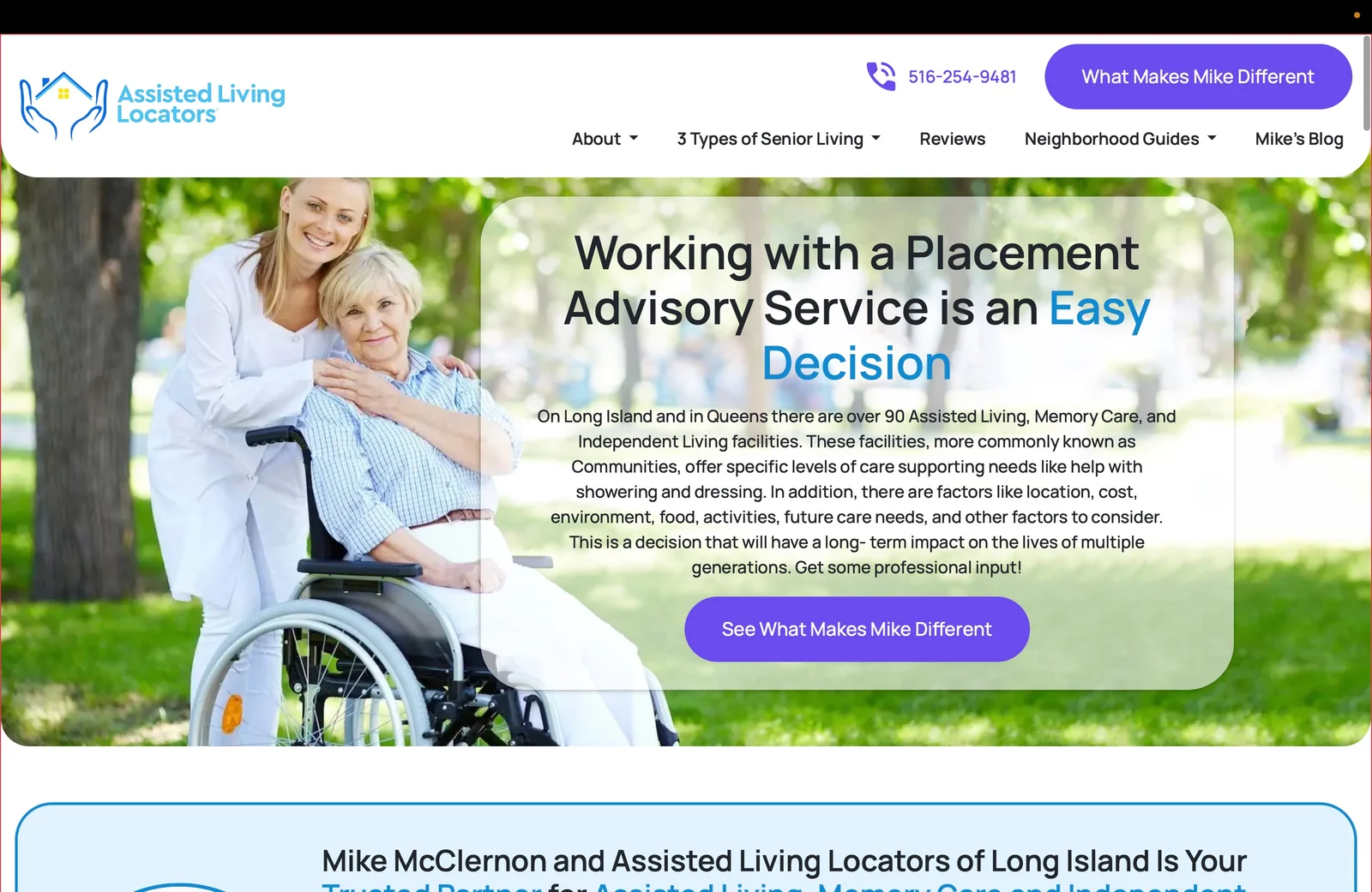 Assisted Living Locators Long Island website homepage